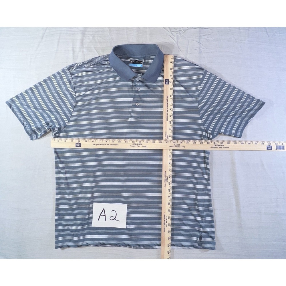 PGA Tour Golf Shirt Size XL Extra Large Polo Gray White Striped - Picture 8 of 11